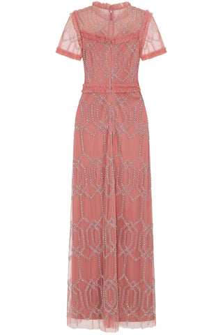 Frock & Frill Naomi Blush Embellished Maxi Dress