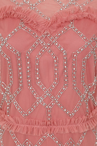 Frock & Frill Naomi Blush Embellished Maxi Dress