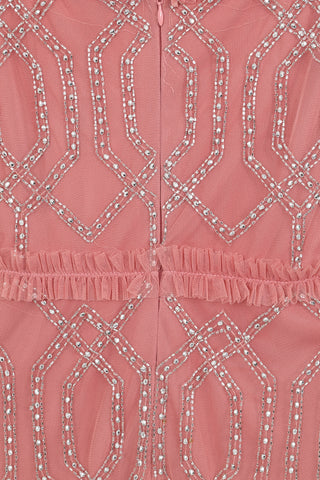 Frock & Frill Naomi Blush Embellished Maxi Dress