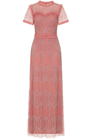 frock & frill Naomi Blush Embellished Maxi Dress