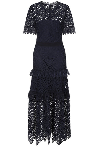Frock & Frill Narelle Navy Crochet Lace Midaxi Dress