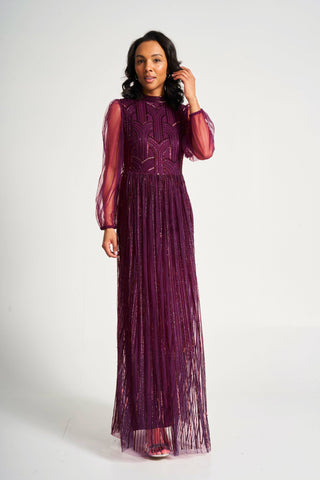 frock & frill Natalia Berry Embellished Maxi Dress
