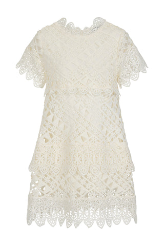 frock & frill Naya Cream Crochet Lace Dress