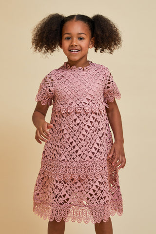 Frock & Frill Naya Rose Tan Crochet Lace Dress