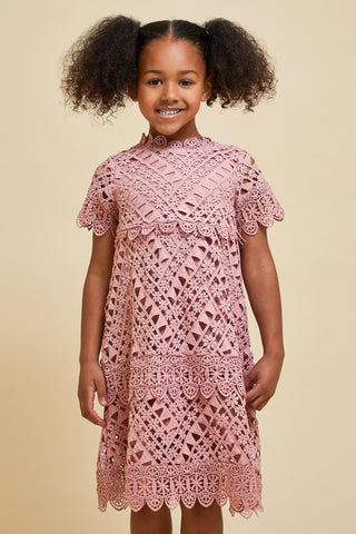 frock & frill Naya Rose Tan Crochet Lace Dress