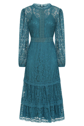 Frock & Frill Nerine Teal Lace Midi Dress