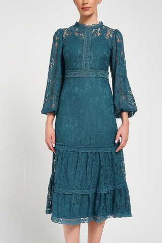 Frock & Frill Nerine Teal Lace Midi Dress