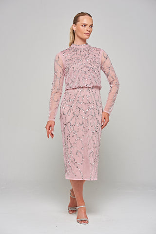 frock & frill Nicola Lilac Sequin Midi Dress