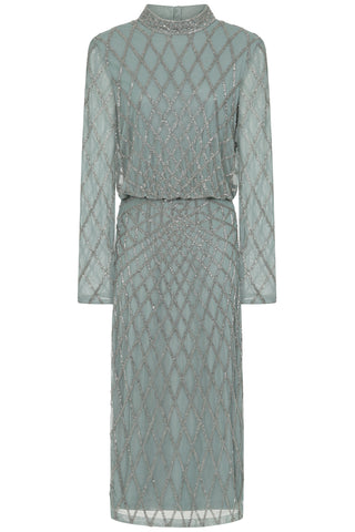 Frock & Frill Nina Sage Green Embellished Midi Dress