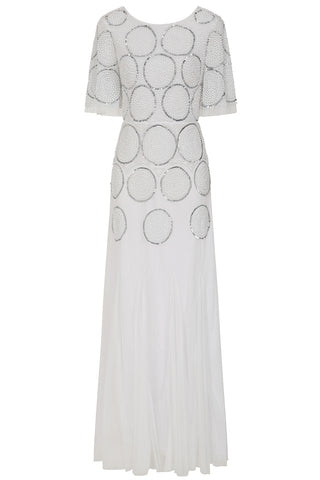Frock & Frill Norma White Embellished Maxi Dress
