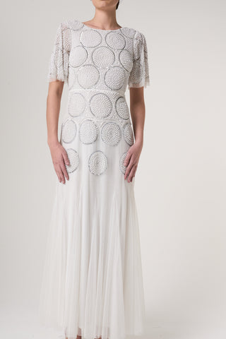Frock & Frill Norma White Embellished Maxi Dress