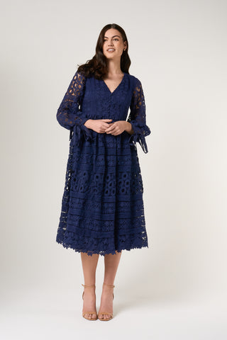 Frock & Frill Paige Navy Lace Midi Dress