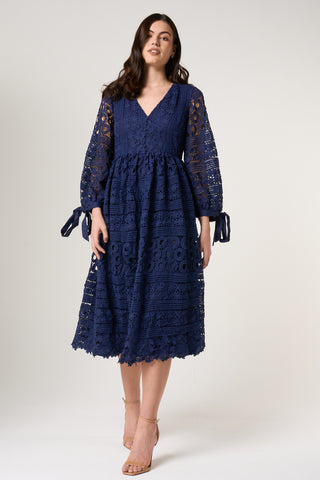 frock & frill Paige Navy Lace Midi Dress