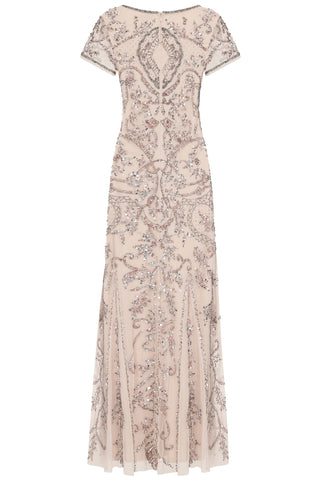 Frock & Frill Roberta Nude Embellished Maxi Dress