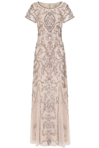frock & frill Roberta Nude Embellished Maxi Dress