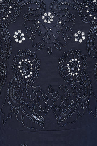 Frock & Frill Sabina Navy Embellished Maxi Dress