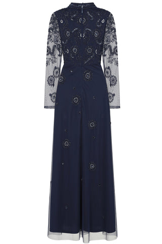 Frock & Frill Sabina Navy Embellished Maxi Dress