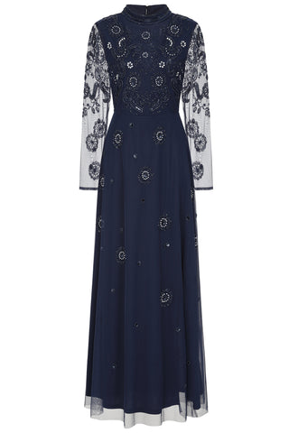 frock & frill Sabina Navy Embellished Maxi Dress