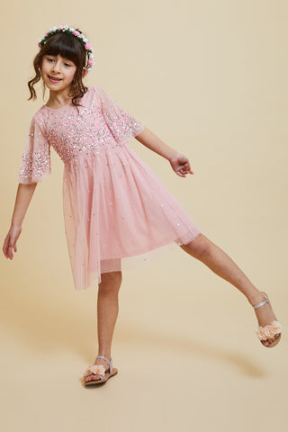 Frock & Frill Sadie Blush Scatter Sequin Dress