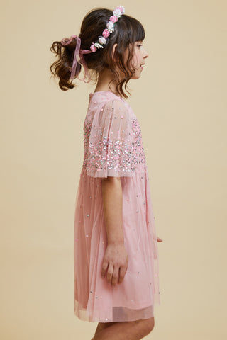 Frock & Frill Sadie Blush Scatter Sequin Dress
