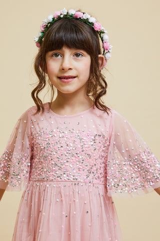 frock & frill Sadie Blush Scatter Sequin Dress