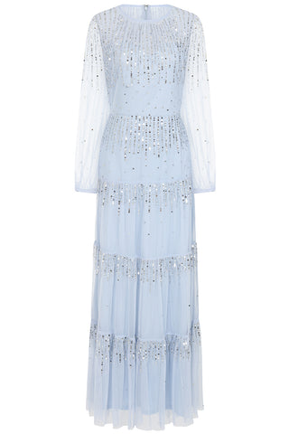 Frock & Frill Sara Blue Sequin Maxi Dress