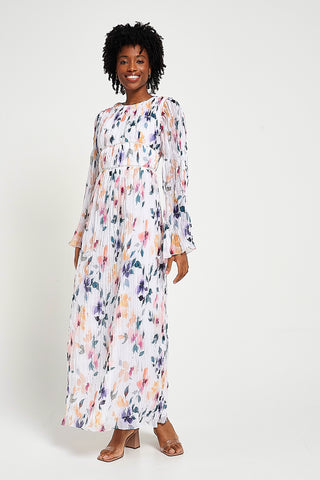 Frock & Frill Serena White Floral Print Maxi Dress