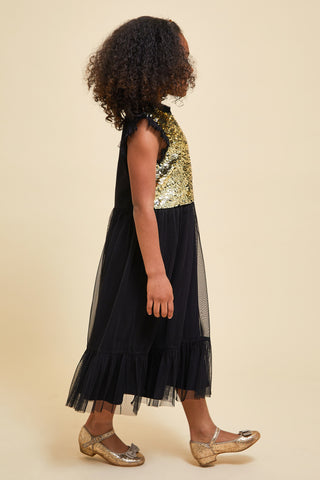 Frock & Frill Stella Black And Gold Sequin Dress
