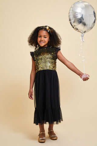 Frock & Frill Stella Black And Gold Sequin Dress