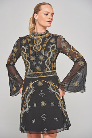 frock & frill Susanna Black Embellished Mini Dress