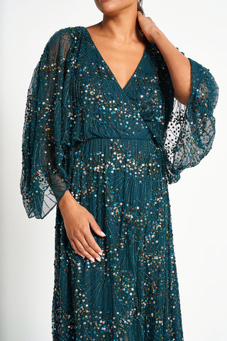 Frock & Frill Sylvia Green Sequin Maxi Dress