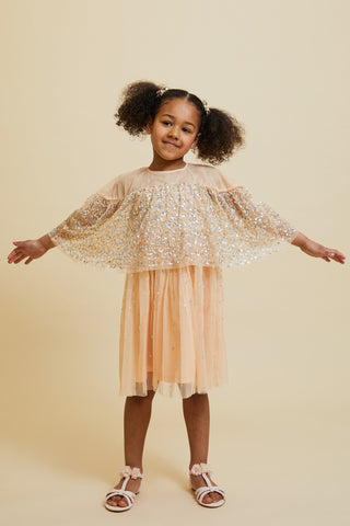 Frock & Frill Tessa Almond Sequin Cape Dress