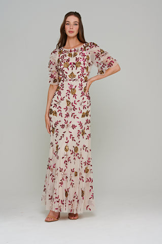 Frock & Frill Tori Floral Sequin Maxi Dress