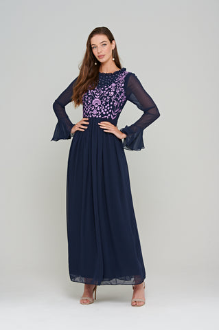 Frock & Frill Tulip Embroidered Bodice Maxi Dress