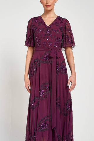 Frock & Frill Viola Purple Embellished Midaxi Dress