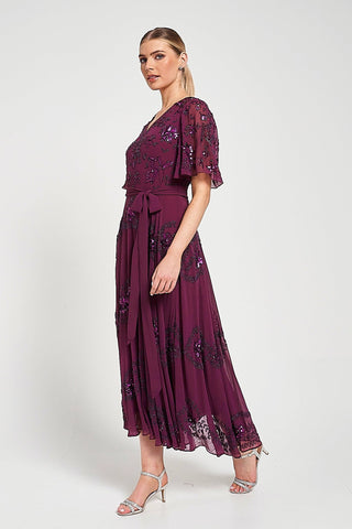 frock & frill Viola Purple Embellished Midaxi Dress