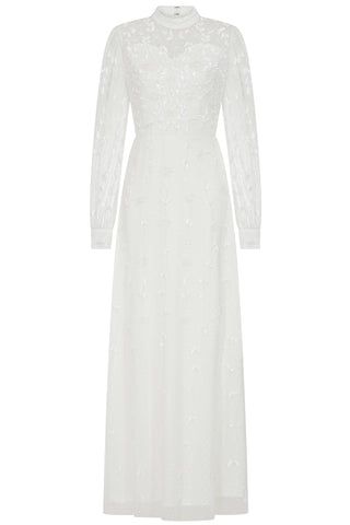 Frock & Frill Willow White Embellished Maxi Dress
