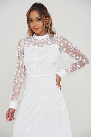 Frock & Frill Willow White Embellished Maxi Dress
