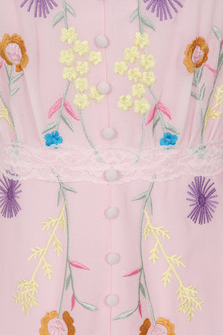 Frock & Frill Irisa Pink Embroidered Button Through Maxi Dress