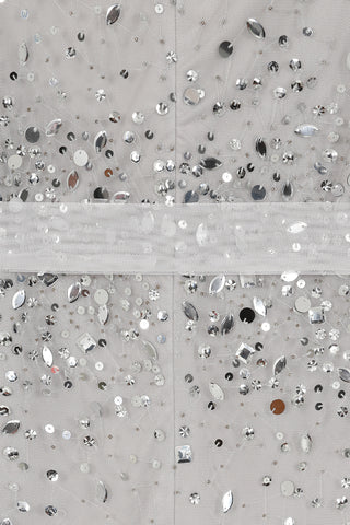 Frock & Frill Joyce Grey Embellished Wrap Front Dress