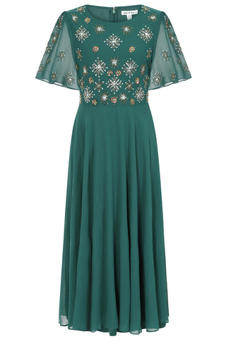 Frock & Frill Kelby Alpine Green Embellished Midaxi Dress