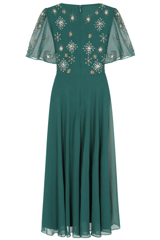 Frock & Frill Kelby Alpine Green Embellished Midaxi Dress