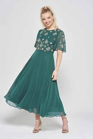 frock & frill Kelby Alpine Green Embellished Midaxi Dress