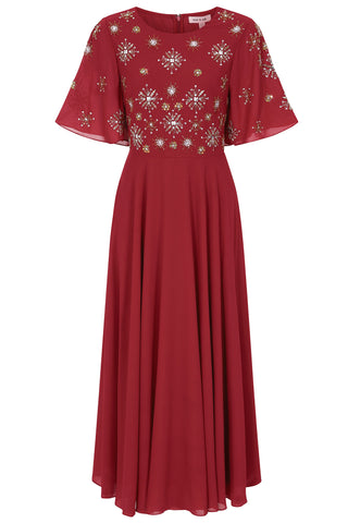 Frock & Frill Kelby Burgundy Embellished Midaxi Dress