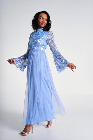 frock & frill Lillie Blue Floral Embellished Maxi Dress