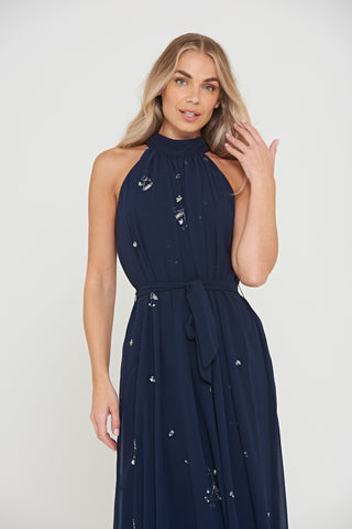 frock & frill Lucille Embellished Halter Neck Maxi Dress