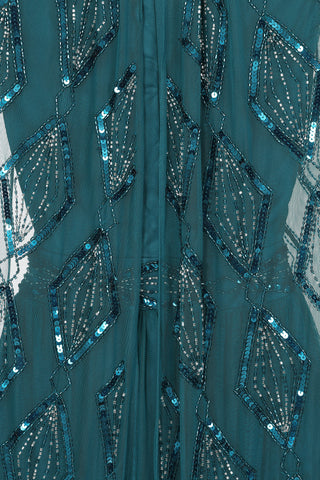 Frock & Frill Mae Deep Teal Embellished Cape Sleeve Maxi Dress