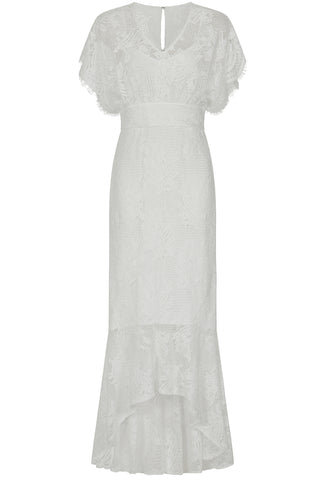 Frock & Frill Marguerite White Lace Dip Hem Midaxi Dress