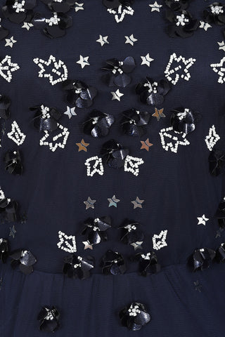 Frock & Frill Marissa Navy Embellished Tiered Maxi Dress