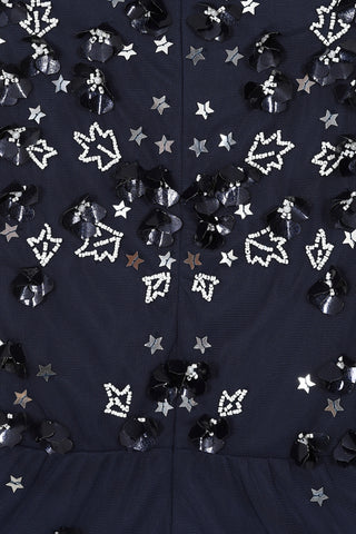 Frock & Frill Marissa Navy Embellished Tiered Maxi Dress